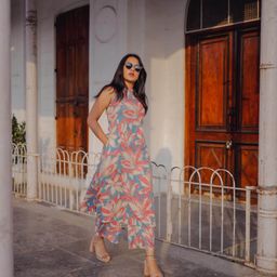 GoSriKi Floral Printed Round Neck A-Line Kurta with Palazzo-picture-34