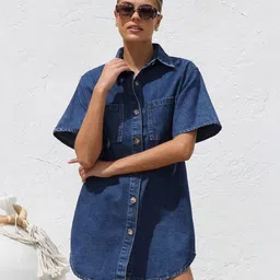 all about you Shirt Collar Shirt Mini Dress image 1