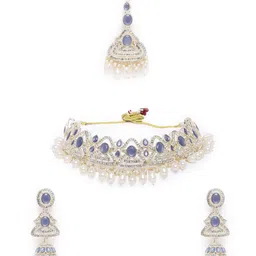 Peora Silver-Plated Crystal Cubic Zirconia & Beads Jewellery Set image 5