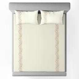 SANSAAR A DDECOR BRAND LIVE CONSCIOUSLY White Floral Bedsheet with 2 Pillow Covers image 3