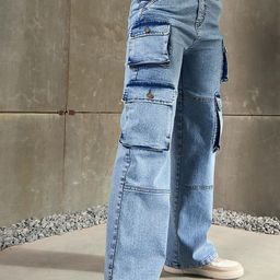 SASSAFRAS Women Relaxed Fit High-Rise HeavyCargoFade Jeans-picture-16
