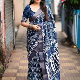 Panzora Ethnic Motifs Printed Saree With Matching Blouse Piece-picture-19