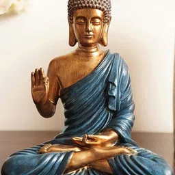 Pure Home and Living Gold-Toned & Blue Antique Sitting Buddha Idol Showpiece-picture-38