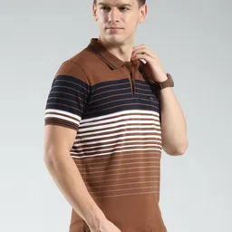 Monte Carlo Men Cotton Striped Polo Collar T-shirt image 3