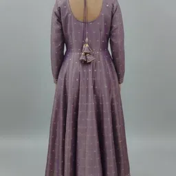 sylora Polka Print Silk Blend Stitched Anarkali Gown image 2