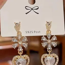 AKISON JEWELS Gold-Plated Artificial Stone Studded Drop Earrings image 4