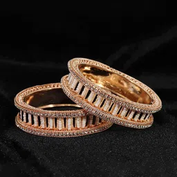 ZULKA Set of 2 Traditional American Diamond Stone Metal Kada Bangles For Women-picture-37