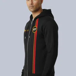 DEPLOYED Men Striped Hooded Sweatshirt image 2