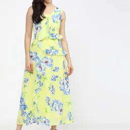 tokyo talkies Women Maxi Yellow, Blue Midi/Calf Length Dress-picture-26