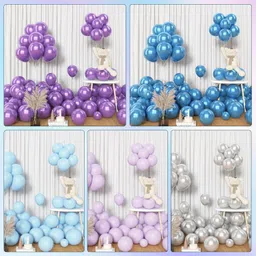 aniloons Blue, Purple, Silver Birthday Decoration with Golden Butterflie image 4