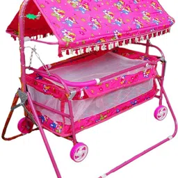 Baby Cradle Cot Cum Stroller Pink C_Pink Bassinet-image-27