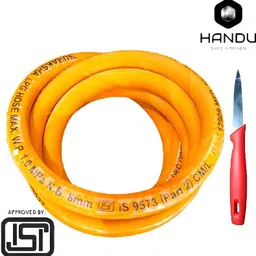 handu Indian Bharat Original 1.5 Meters Steel Wire Reinforced LPG Hose (Orange) with ISI Certified Use Gas Cylinder Regulator Lpg Hose Gas Pipe 3 Steel Wire Rubber Hose Pipe Original 1.5 Meters Steel Wire Reinforced LPG Hose (Orange) with ISI Certified Use Gas Cylinder Regulator Lpg Hose Gas Pipe 3 Steel Wire Rubber Hose Pipe Hose Pipe GG Hose Pipe image 2