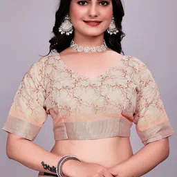 houseofcommon Floral Print Bollywood Cotton Linen Saree image 2