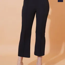 Mast & Harbour Women Solid Mid-Rise Comfort Trousers Pack Of 2-picture-19