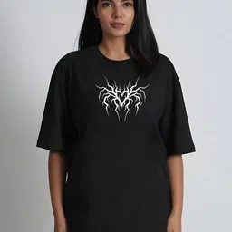 Moda Rapido Women Graphic Printed Round Neck Cotton Oversized T-shirt-image-51