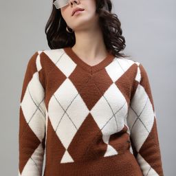 Iconic Women Argyle Printed Pullover-picture-35
