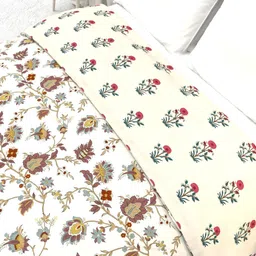 THE WHITE MOSS Red & Cream-Coloured Floral Microfiber 400 GSM Core image 3