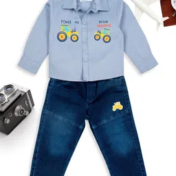MeeMee Boys Printed Long Sleeves Shirt With Trousers-picture-40