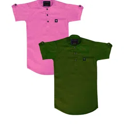 OJ TREND Kids-Boys Pink Kurtas-picture-19