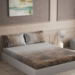 DDecor Brown & Grey Printed 180 TC Cotton Double King Bedsheet Set 2.74 m x 2.74 m-picture-0