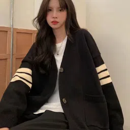 HERE&NOW Women Striped Long Sleeves Cardigan image 4