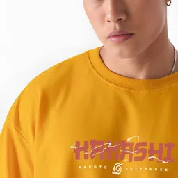 ANGERHOOD Graphic Kakashi Printed Drop-Shoulder Sleeves Oversized Cotton T-shirt image 4