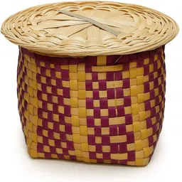 mj traders Bamboo Plate / Lid for Pots & Vessels | Multipurpose Straining & Décor Basket 5 inch Lid, Pack of 2 image 5