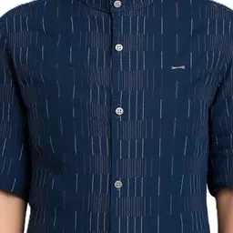 CHARCHIT Boys Comfort Fit Vertical Striped Band Collar Cotton Casual Shirt image 2