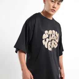 THE BEETEL HOUSE Men Printed Drop-Shoulder Sleeves Applique T-shirt image 4