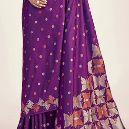 CaniBani Woven Design Zari Silk Blend Heavy Work Banarasi Saree image 4