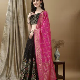 swami studio Embellished, Floral Print, Self Design Semi Stitched Lehenga Choli image 5