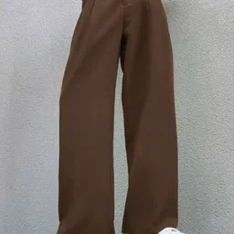 BROADSTAR Women Smart Straight Fit High-Rise Easy Wash Pleated Trousers-image-37