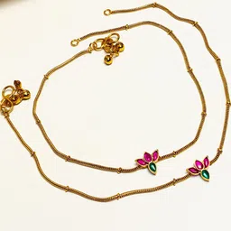 Anouk Gold-Plated Artificial Stones and Beads Anklet image 2