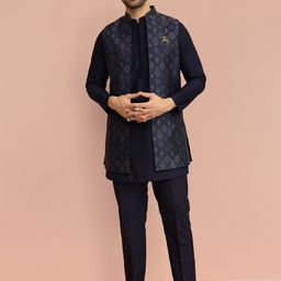 KISAH Men Regular Straight Kurta with Trouser & Nehru Jacket-picture-19