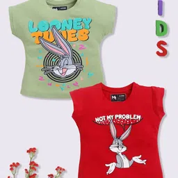 YK X Minute Mirth Girls Assorted Pack Of 2 Looney Tunes Printed T-shirt-picture-28