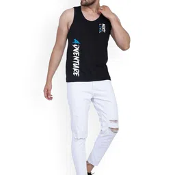 SLOWLORIS Pack Of 2 Printed Scoop Neck Sleeveless Cotton Gym Vests image 2