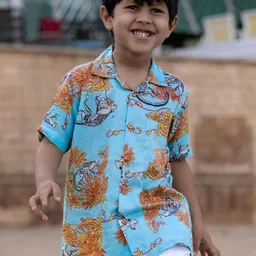 Tura Turi Boys Floral Opaque Printed Casual Shirt-picture-33