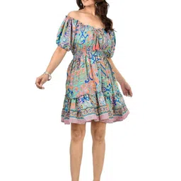 ADC SHEMONA Women Bohemian Print Off-Shoulder Fit & Flare Midi Dress image 2