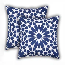 HOMEBIA DESIGNS Blue & White Set of 5 Geometric Square Cushion Covers image 5