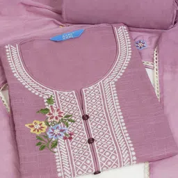 KAMI KUBI Embroidered Pure Cotton Unstitched Dress Material-image-1