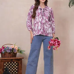 OH MI DIOS Women Straight Abstract Printed Casual Top image 3