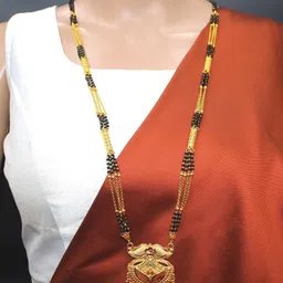 SONI DESIGNS Women Black & Gold-Plated Artificial Stones and Beads Mangalsutra-picture-39