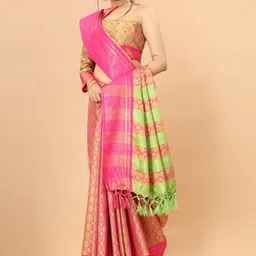 DIVASTRI Woven Design Zari Silk Cotton Ikat Saree image 3