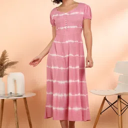 CORSICA Tie and Dye Dyed Puff Sleeve A-Line Midi Dress-picture-26