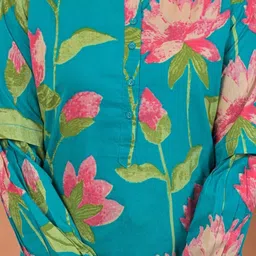 Kiwi Gaba Women Floral Printed Regular Pure Cotton Kurta with Trousers image 4