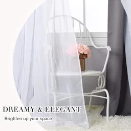 BFAM Grey & White 2 Pieces Black Out Long Door Curtains image 3