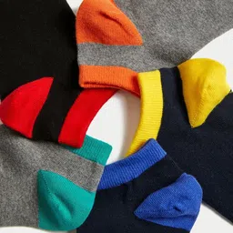 Marks & Spencer Men Pack Of 5 Colourblocked Ankle-Length Socks image 2