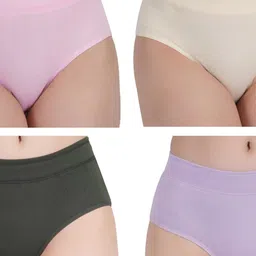 ORLIZEA Pack of 4 Women High-Rise Cotton Blend Hipster Briefs-picture-35