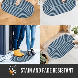 Kuber Industries Brown & Blue 4 Pieces Textured Cotton Anti-Slip Doormats image 4