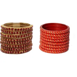 Qufrozy Set Of 2 Multi Glass Artificial Stones & Beads Bangle-picture-46